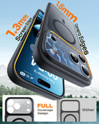 MagSafe Clear Transparent Silicone Magnetic case for Apple iphone 17 Pro (Black)