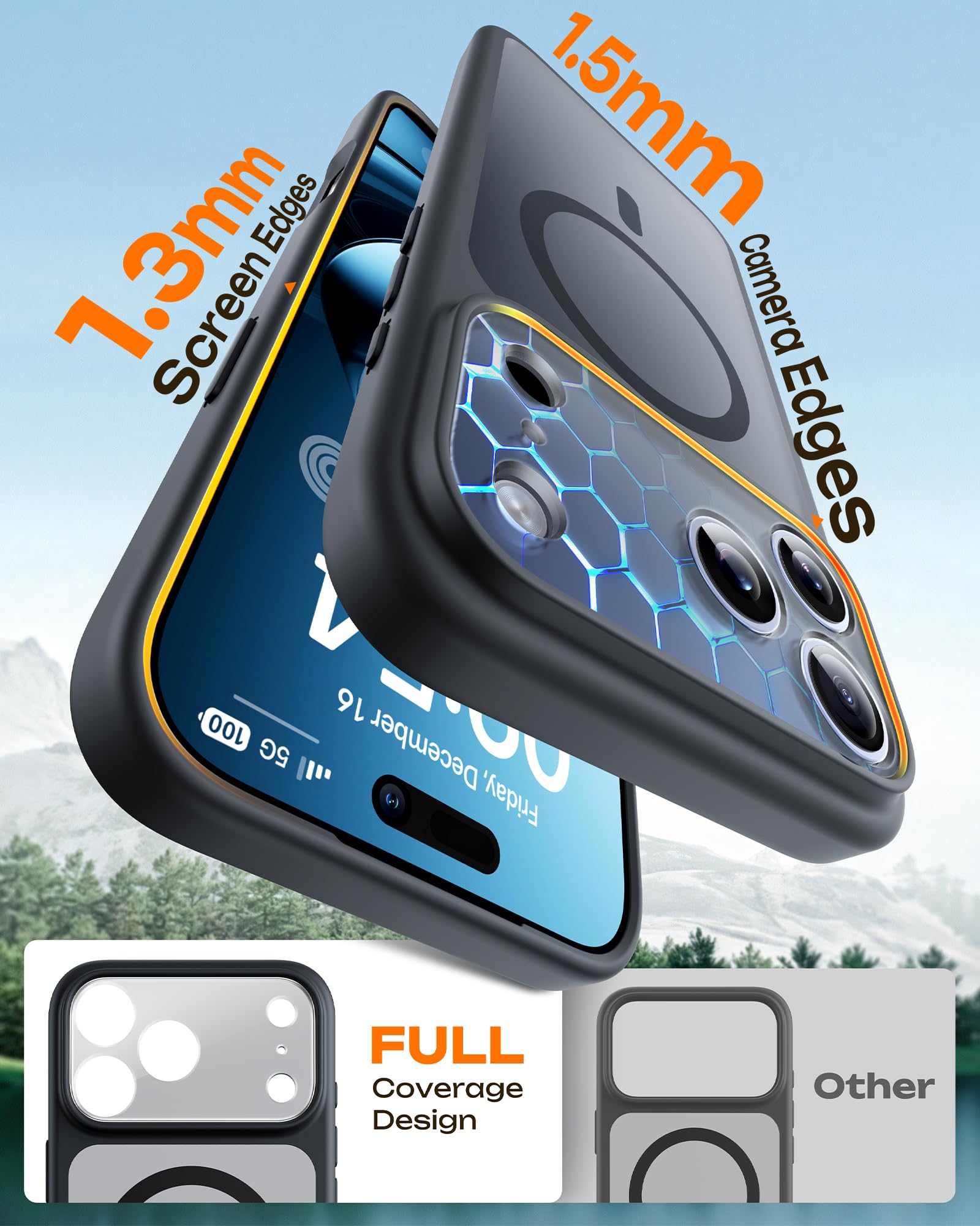 MagSafe Clear Transparent Silicone Magnetic case for Apple iphone 17 Pro (Black)