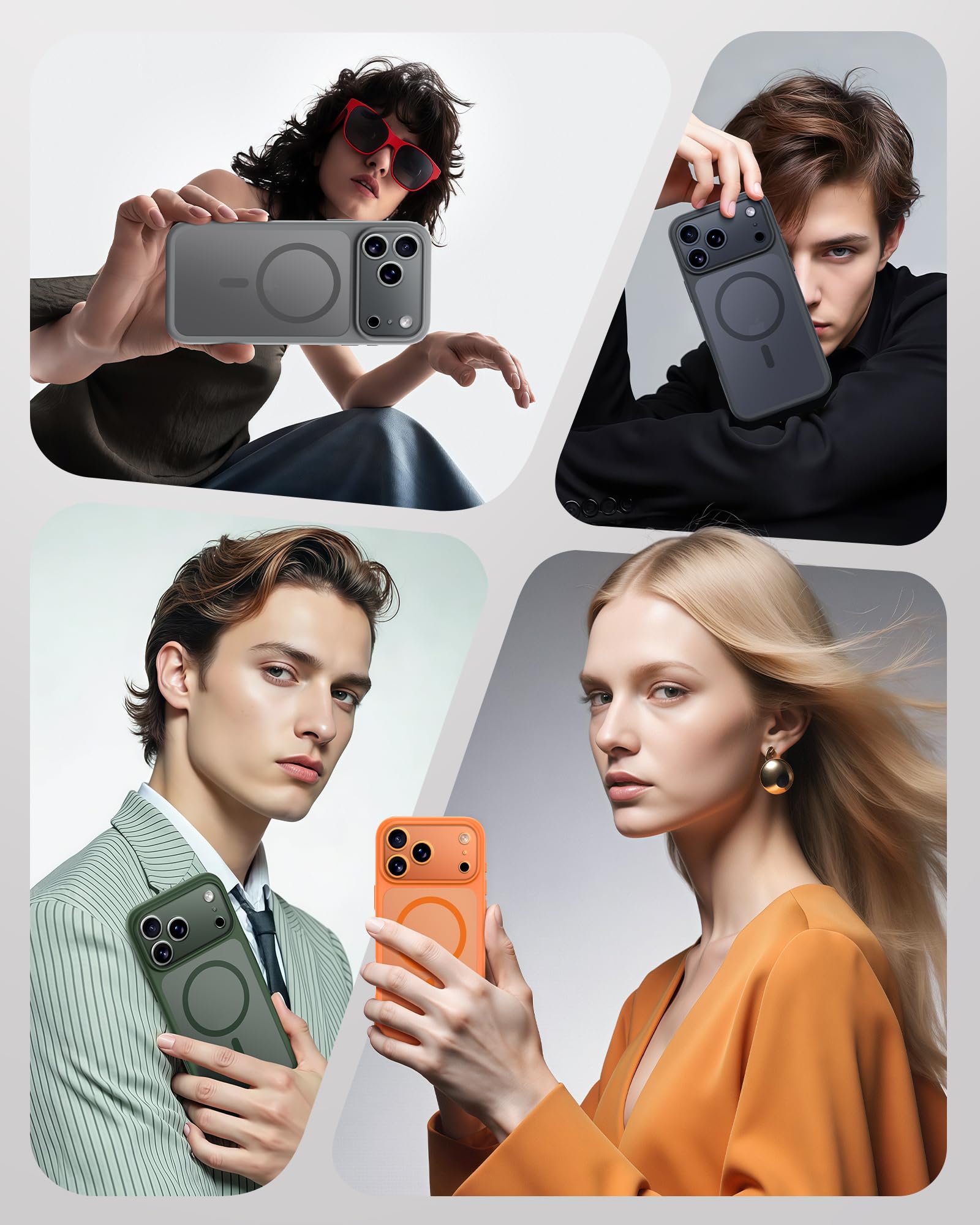 MagSafe Clear Transparent Silicone Magnetic case for Apple iphone 17 Pro (Black)