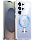 Clear Case for Samsung Galaxy S25 Ultra, Magnetic Cover Compatible with MagSafe, Hard Back Slim Shockproof Bumper, Support Wireless Charging