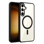 Black MagSafe Clear Transparent Silicone Magnetic case for Samsung S24 FE