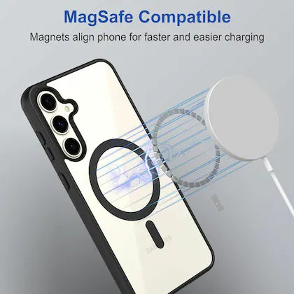 Black MagSafe Clear Transparent Silicone Magnetic case for Samsung S24 FE