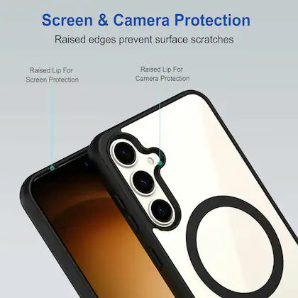 Black MagSafe Clear Transparent Silicone Magnetic case for Samsung S24 FE