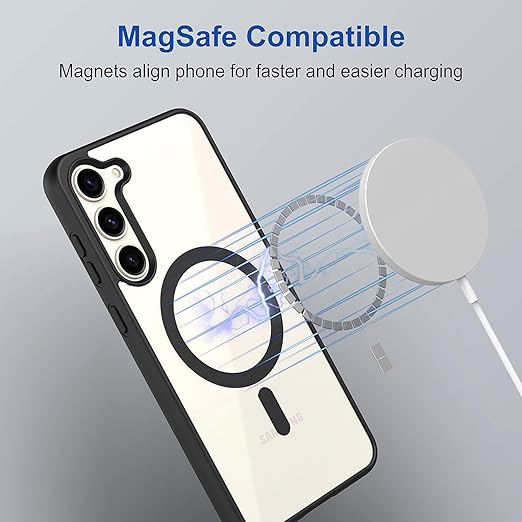 Black MagSafe Clear Transparent Silicone Magnetic case for Samsung S24 Ultra