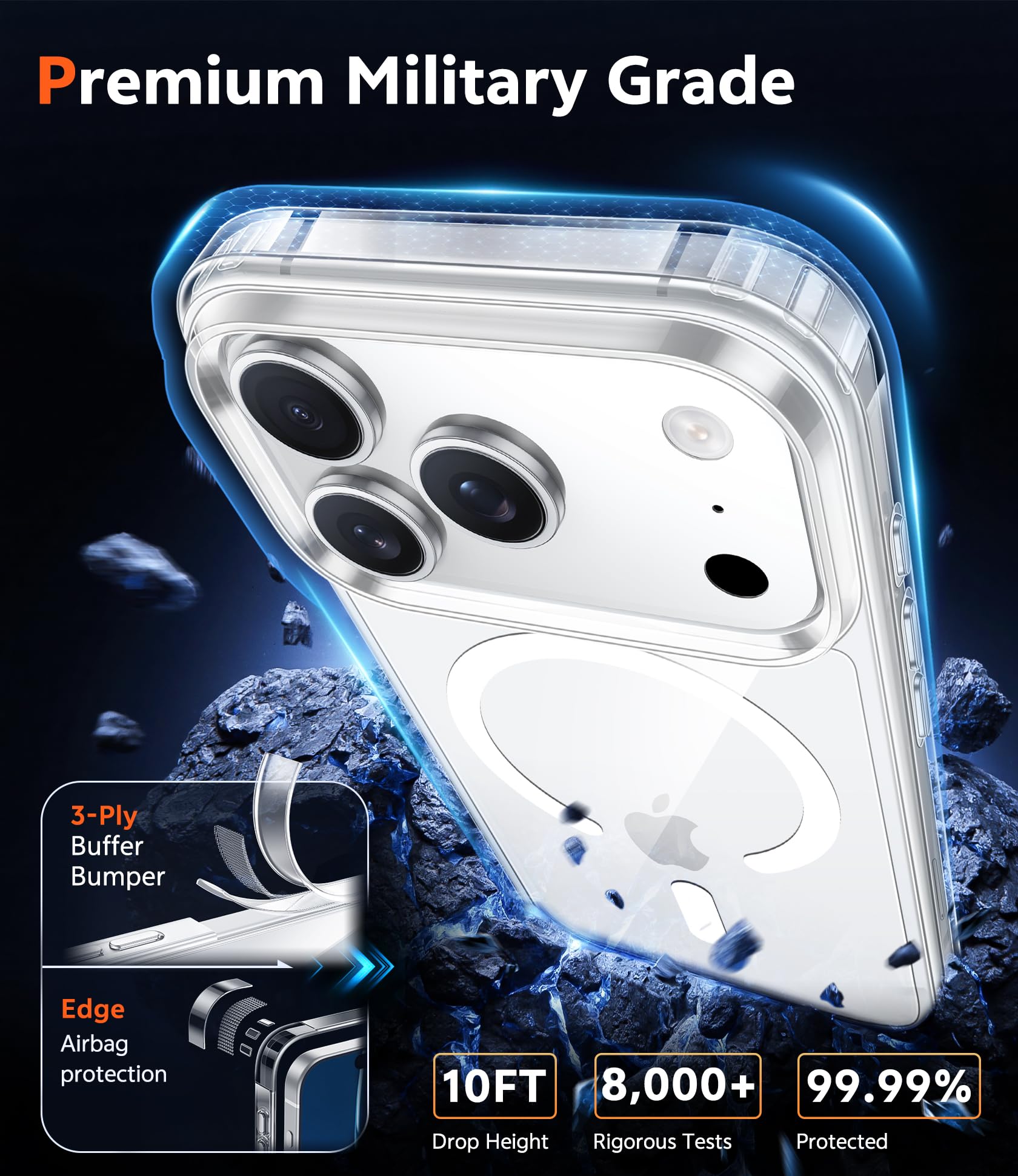 MagSafe Clear Transparent Silicone Magnetic case for Apple iphone 17 Pro Max