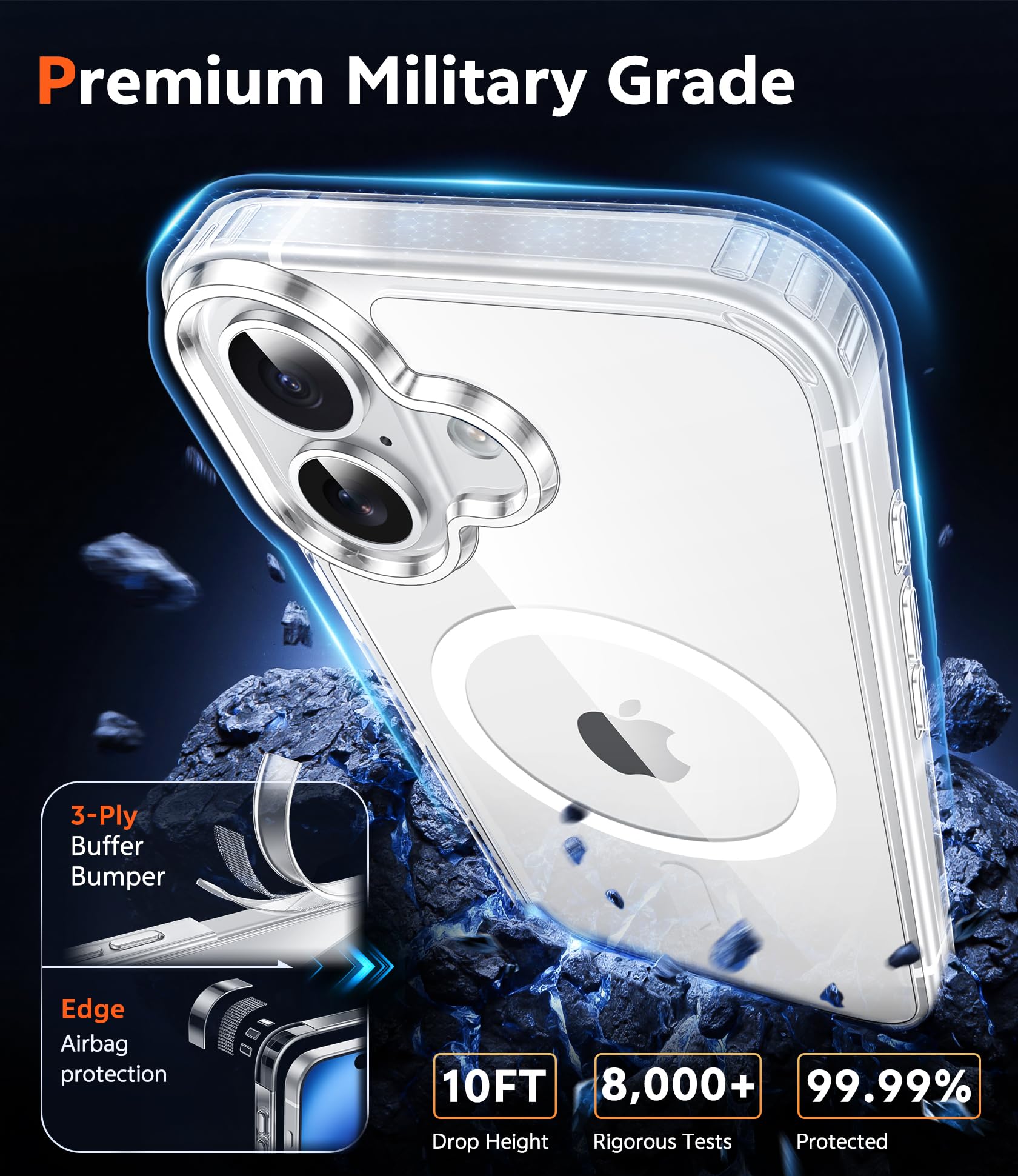 MagSafe Clear Transparent Silicone Magnetic case for Apple iphone 16