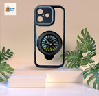 iPhone 17 Shockproof Protective Brilliant Spin Rotating Wheel Stand Black color Back Cover