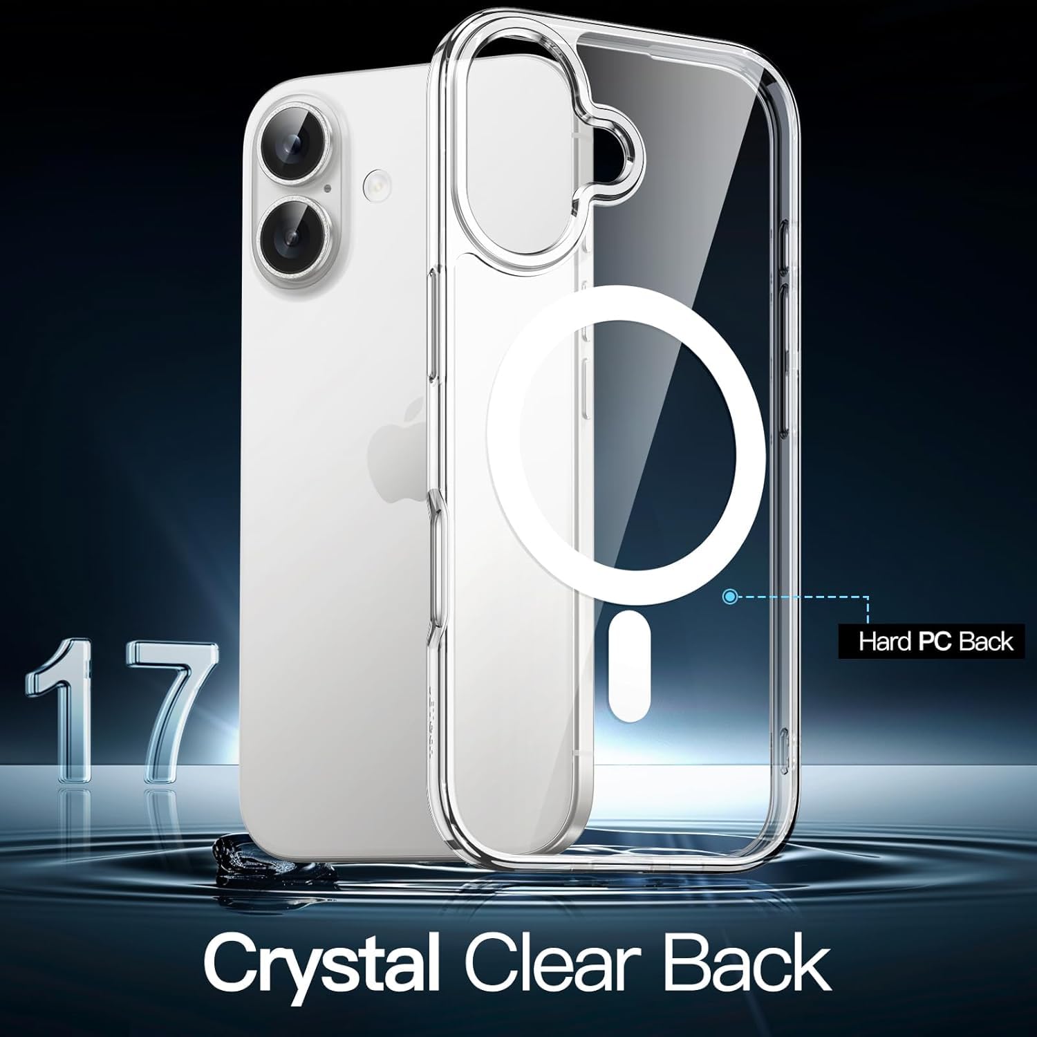 Magnetic Case for iPhone 17 6.3-Inch Compatible with MagSafe, Shockproof Phone Bumper Cover, Anti-Scratch Clear Back (Clear)