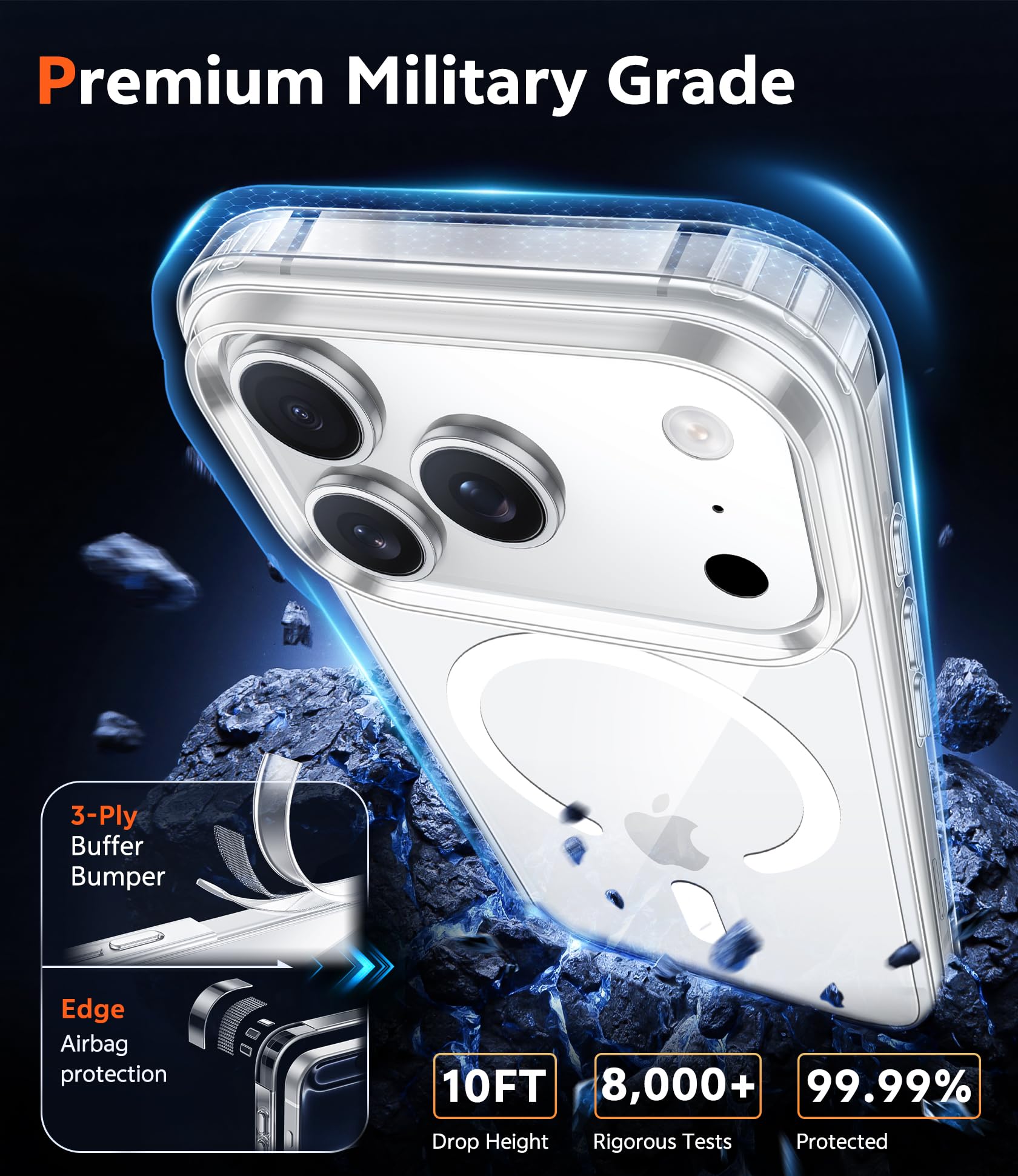 MagSafe Clear Transparent Silicone Magnetic case for Apple iphone 17 Pro