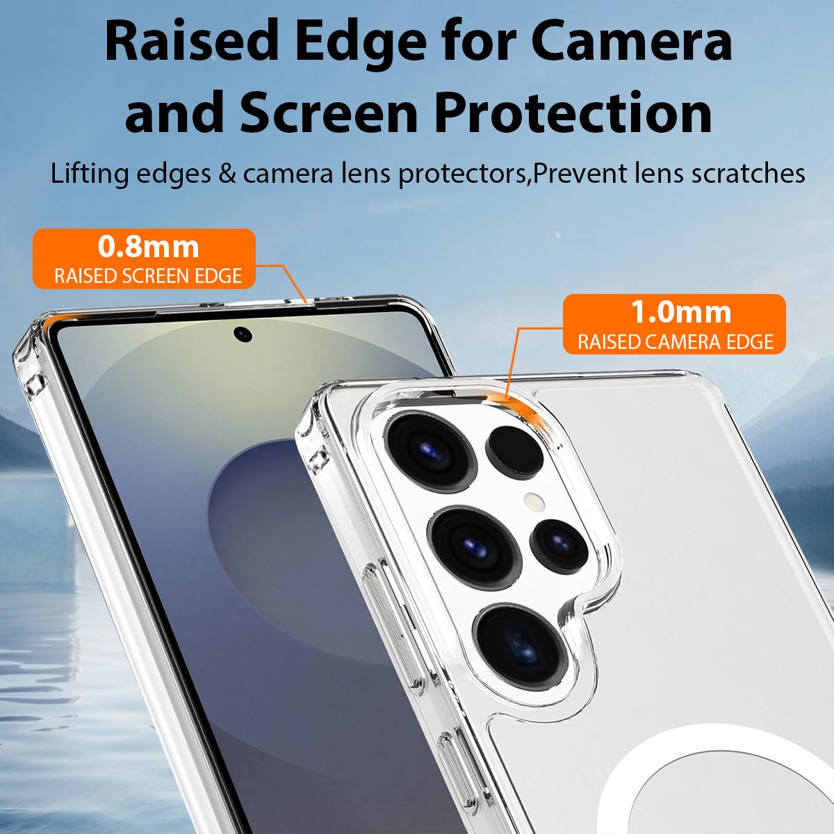 Clear Case for Samsung Galaxy S25 Ultra, Magnetic Cover Compatible with MagSafe, Hard Back Slim Shockproof Bumper, Support Wireless Charging