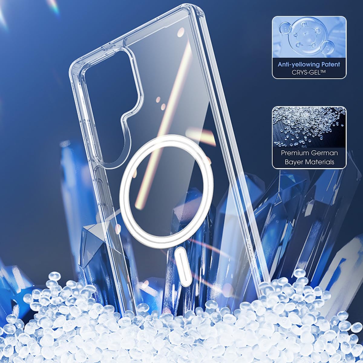 Clear Case for Samsung Galaxy S25 Ultra, Magnetic Cover Compatible with MagSafe, Hard Back Slim Shockproof Bumper, Support Wireless Charging