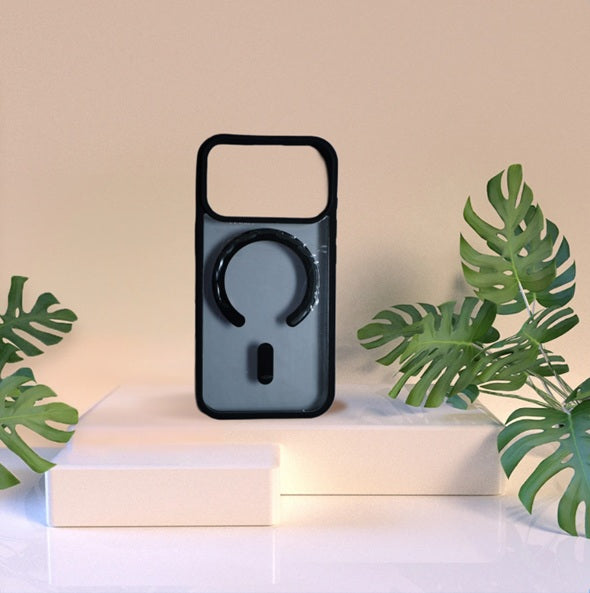 MagSafe Clear Transparent Silicone Magnetic case for Apple iphone 17 Pro (Black)